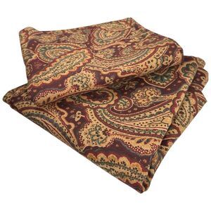 Waverly Garden Room Paisley Print Maroon Beige Cotton Set of 2 Curtain Panels